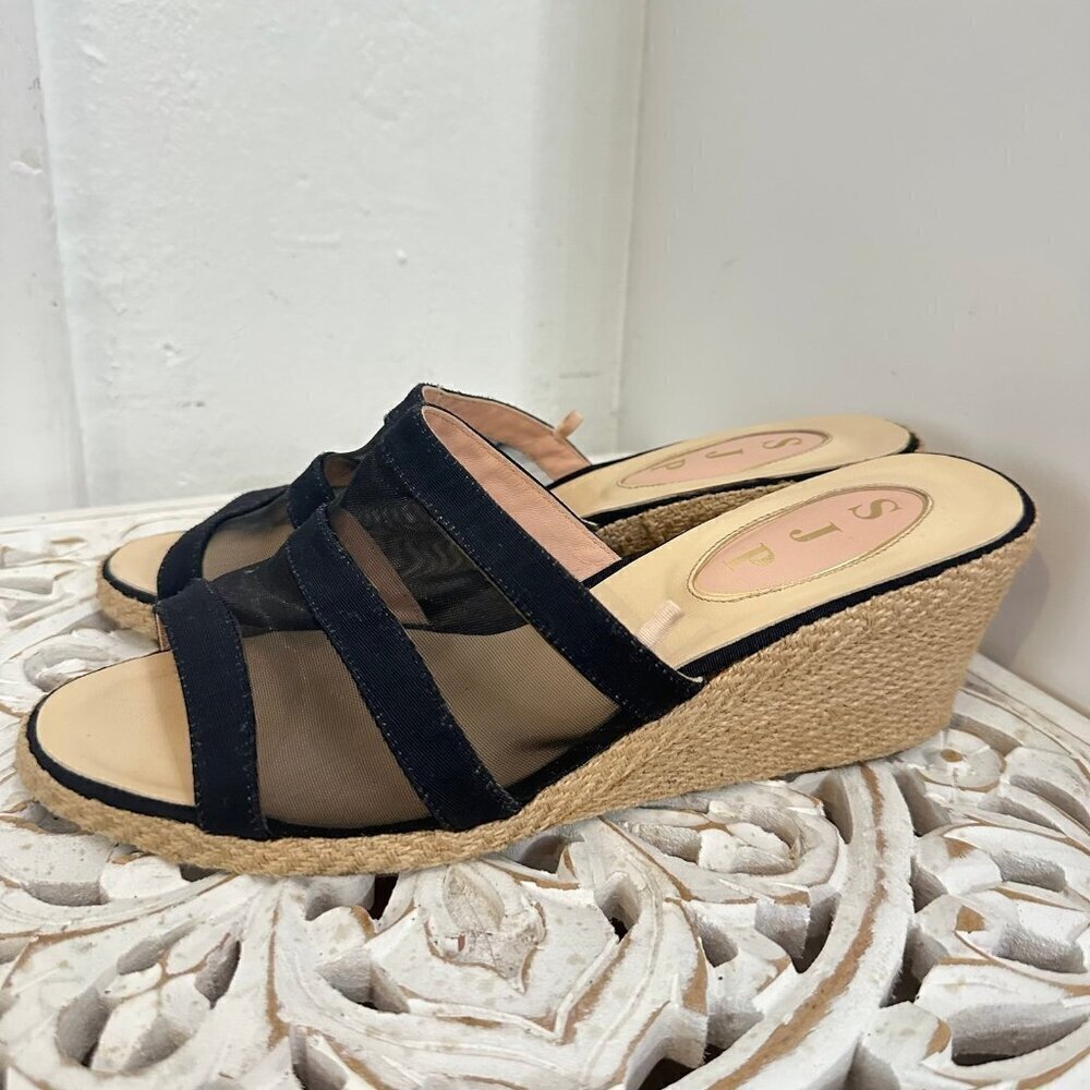 SJP Sarah Jessica Parker mesh espadrille wedge sandals